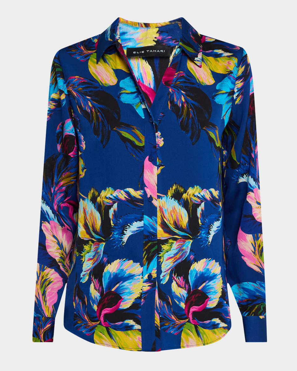 The Madeline Daphne Floral-Print Silk Blouse